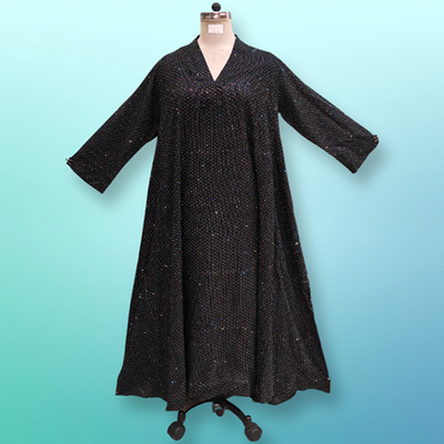 10-11 Year Teena Crystal Black Cotton Dress 45&quot; Jalabiya