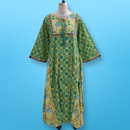 S/M  Multi Anaya Printed Cotton Dress 57&quot;Long Jalabiya