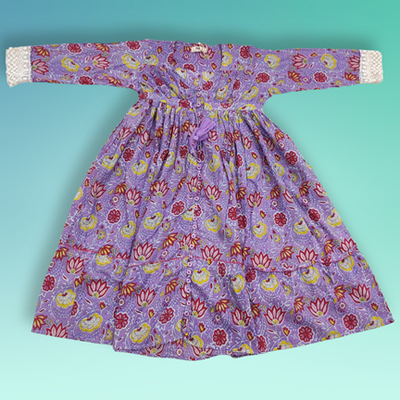 8-9 years Ari Purple Cotton Dress 42&quot; Long Jalabiya