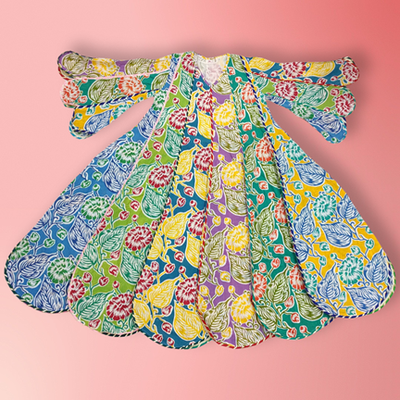 6-7 Year Meher Multi Printed Cotton Girls Dress 37&quot; Long Jalabiya