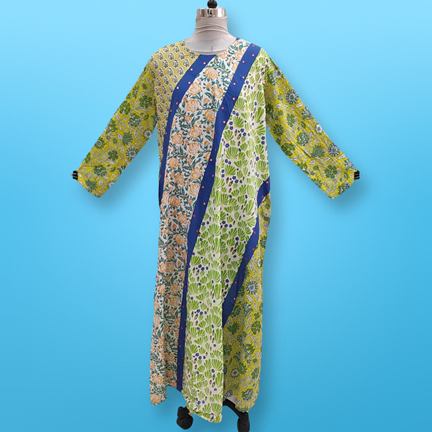 2XL/3XL Nury Multi Printed Cotton Dress 56&quot; Long Jalabiya