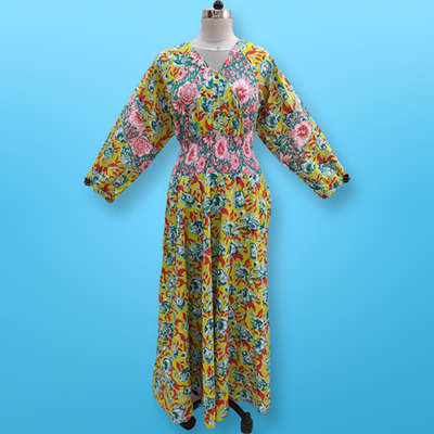 2XL/3XL Mawiya Printed Cotton Dress 57&quot; Long Jalabiya