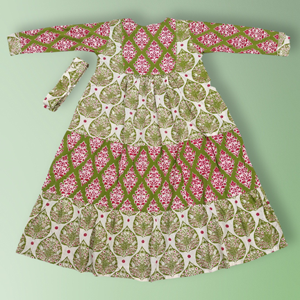 2-3 Year Yumna Printed Cotton Girls Dress 30 &quot; Long Jalabiya