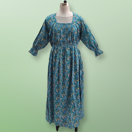Free Size Fazlin Printed Cotton Dress 57&quot; Long Jalabiya