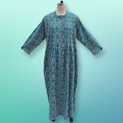 2XL/3XL Asra Printed Cotton Dress 57&quot; Long Jalabiya