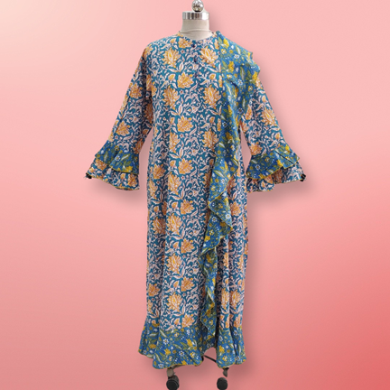 4XL/5XL Princess Printed Cotton Dress 57&quot; Jalabiya