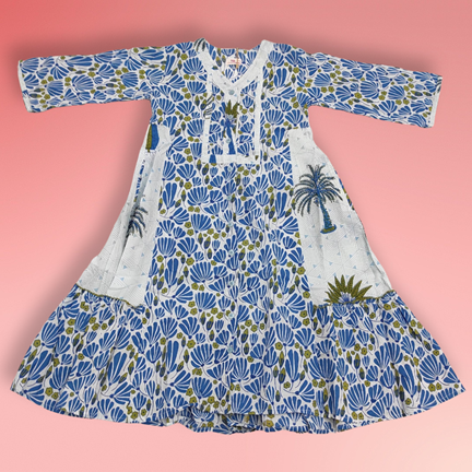 8-9 Tulip Cotton Dress 42&quot; Long Jalabiya