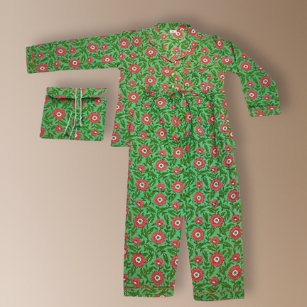 L-XL Cotton 39&quot; Pajamas Set full sleeves