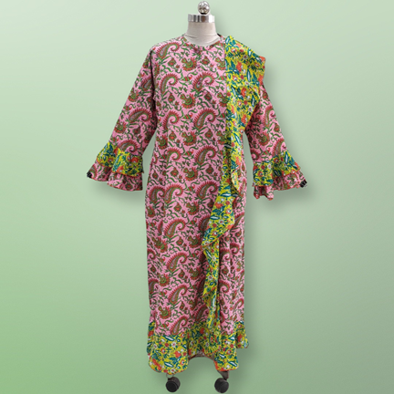 4XL/5XL Princess Printed Cotton Dress 57&quot; Jalabiya