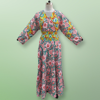 2XL/3XL Mawiya Printed Cotton Dress 57&quot; Long Jalabiya