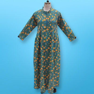 L/XL Asra Printed Cotton Dress 57&quot; Long Jalabiya