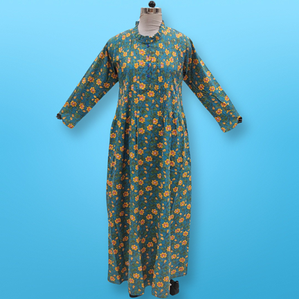 L/XL Asra Printed Cotton Dress 57&quot; Long Jalabiya
