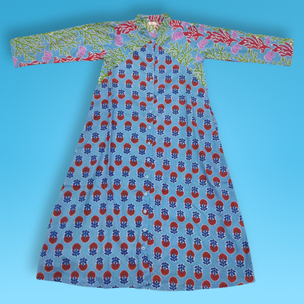 8-9 Year Honey Printed Cotton Dress 42&quot;Long Jalabiya