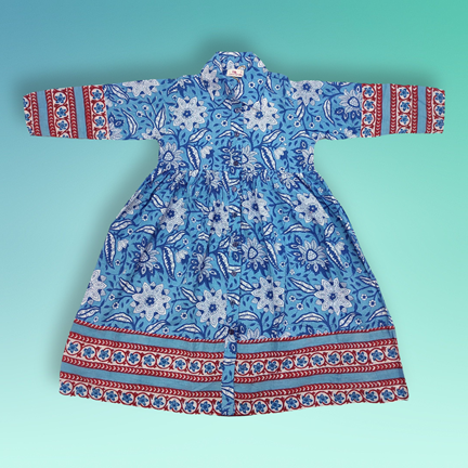 2-3 Year Ana Printed Cotton Dress 30&quot; Long Jalabiya