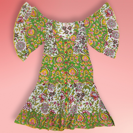8-9 Year Hamida Printed Cotton Dress 42&quot; Long Jalabiya