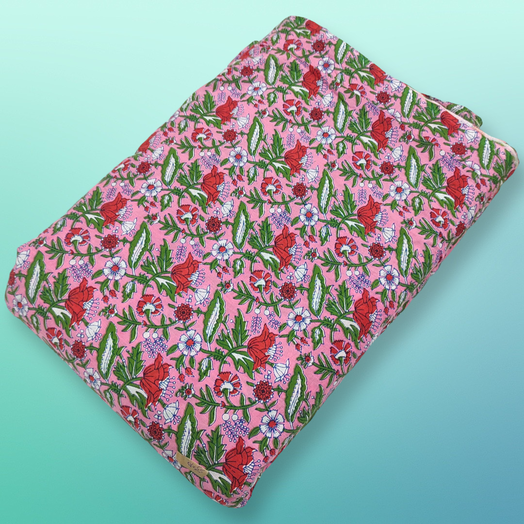 4 Meter Cotton Hand Printed Fabric