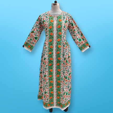 2XL/3XL Bhopali Printed Cotton Dress 57&quot; Long Jalabiya