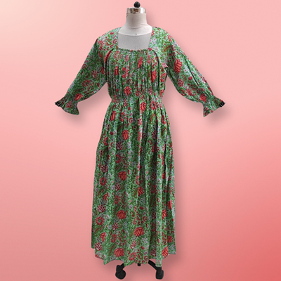 Free Size Fazlin Printed Cotton Dress 57&quot; Long Jalabiya