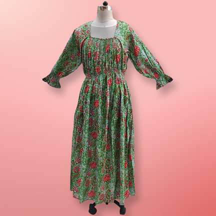 Free Size Fazlin Printed Cotton Dress 57&quot; Long Jalabiya