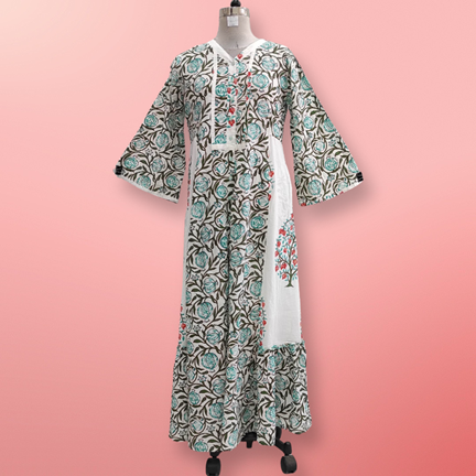 4XL/5XL Tulip Sea-Green Cotton Dress 57&quot; Long  Jalabiya