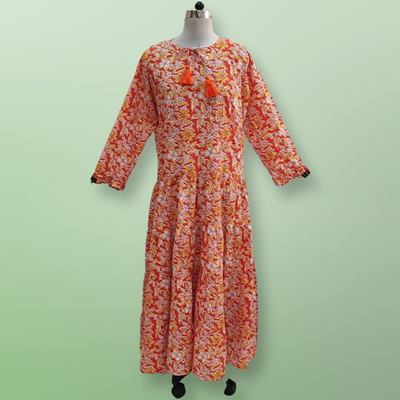 4XL/5XL Razia Printed Cotton Dress 57&quot; Jalabiya