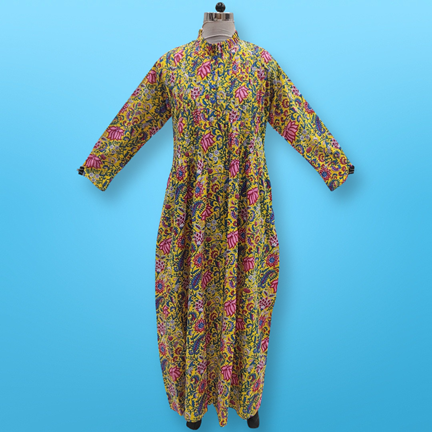 L/XL Asra Printed Cotton Dress 57&quot; Long Jalabiya