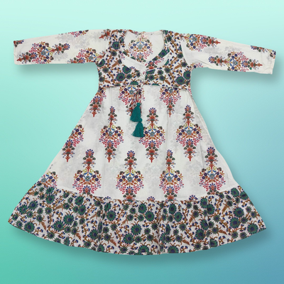 10-11 Azrah Printed Cotton Dress 46&quot;Long Jalabiya