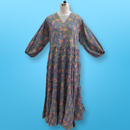 2XL/3XL Shafna Printed Cotton Dress 56&quot; Long Jalabiya