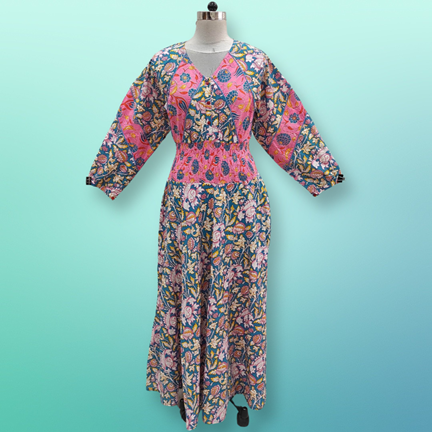 4XL/5XL Mawiya Printed Cotton Dress 57&quot; Long Jalabiya