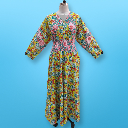 L/XL Mawiya Cotton Dress 57&quot; Long sleeve Jalabiya