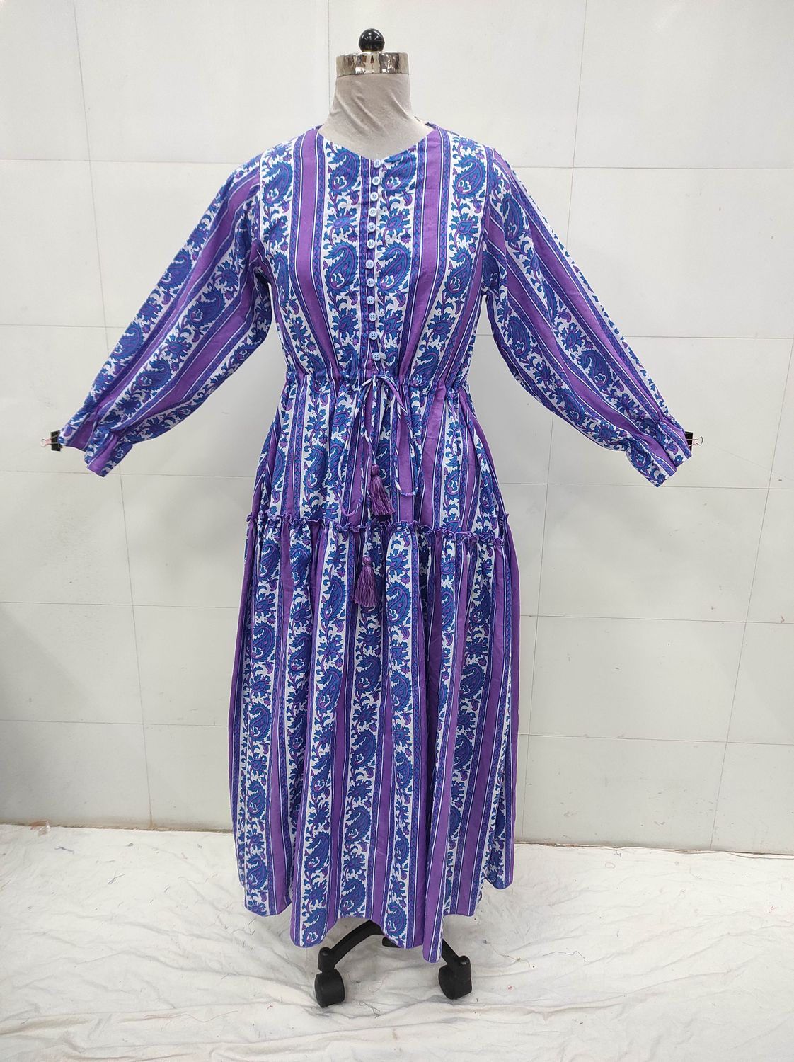 XS/S Cora Printed Cotton Dress 54&quot; Long Jalabiya