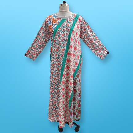 L/XL Nury Multi Printed Cotton Dress 56&quot; Long Jalabiya