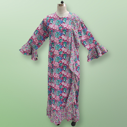 2XL/3XL Princess Printed Cotton Dress 57&quot; Jalabiya