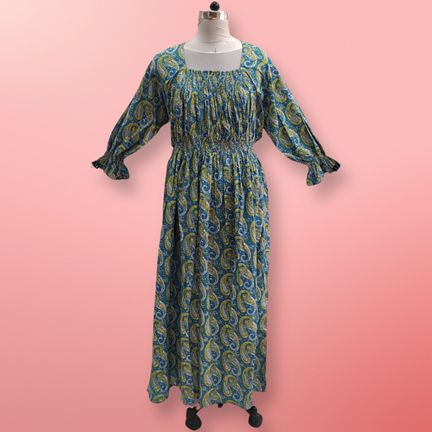 Free Size Fazlin Printed Cotton Dress 57&quot; Long Jalabiya