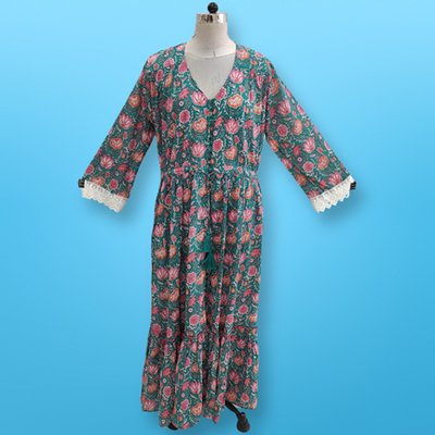 4XL/5XL Ari Rama Printed Cotton  Dress 57&quot; Long Jalabiya