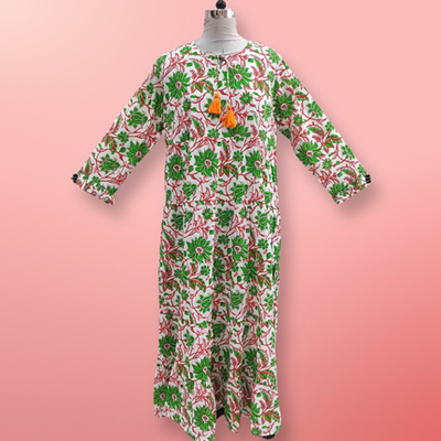 2XL/3XL Razia Printed Cotton Dress 57&quot; Jalabiya