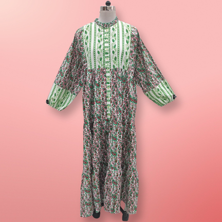 Free Size Adara Printed Cotton Dress 57&quot; Long Jalabiya