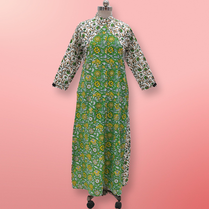 2XL/3XL Honey Printed Cotton Dress 57&quot; Jalabiya