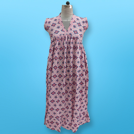 12-13 Year Amani Crystal Printed Cotton Girls Dress 50&quot; Short Sleeves Jalabiya