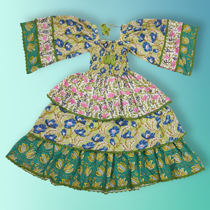 10-11 Year Rahima Printed Cotton Dress 46&quot; Long Jalabiya