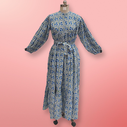 2XL/3XL  Zahra Printed Cotton Dress 57&quot; Jalabiya