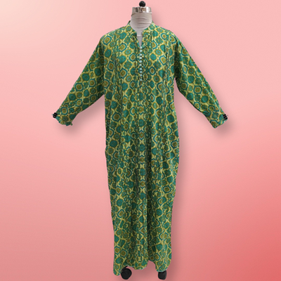 4XL/5XL Delbar Printed Cotton Dress 57&#39;&#39; Long Jalabiya