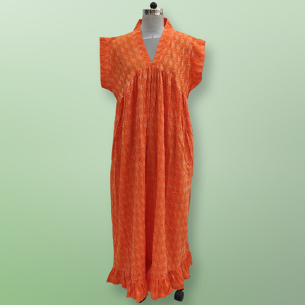 2XL/3XL Amani Printed Cotton Dress 57&quot; Short Sleeves Jalabiya