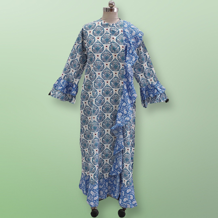 2XL/3XL Princess Printed Cotton Dress 57&quot; Jalabiya