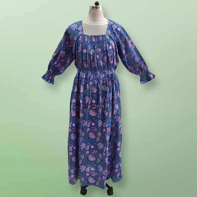 Free Size Fazlin Printed Cotton Dress 57&quot; Long Jalabiya