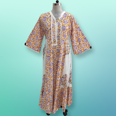 4XL/5XL Tulip Orange Cotton Dress 57&quot; Long  Jalabiya