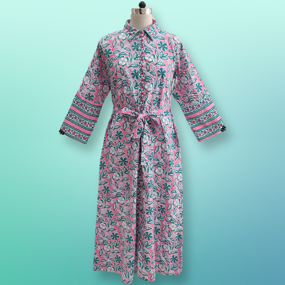 4XL/5XL Tansy Printed Cotton Jalabiya Dress 56&quot; Long