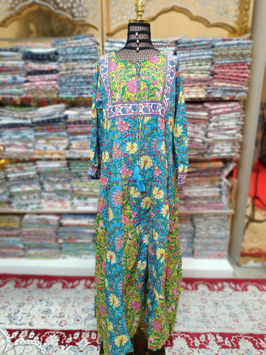L/XL Anaya Printed Cotton Dress 57&quot;Long Jalabiya