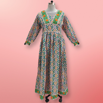 L/XL Cotton Haima Dress Printed 57&quot; Long Jalabiya