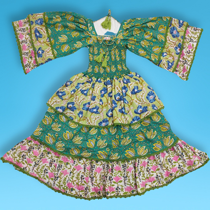 8-9 Year Rahima Printed Cotton Dress 42&quot; Long Jalabiya